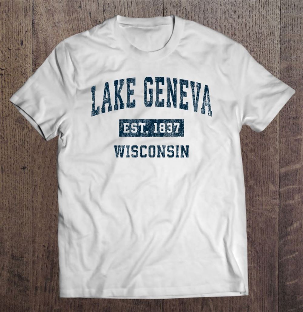 Special Lake Geneva Wisconsin Wi Vintage Sports Design Navy Print 