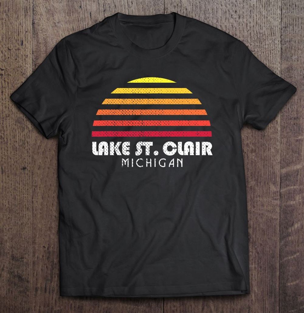 Great Lake St Clair Shirt Retro Vintage Style Distressed Sunset 