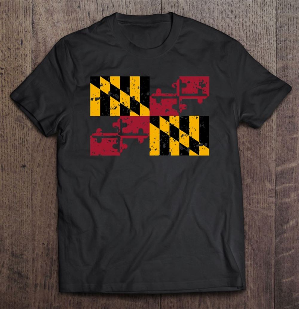 Interesting Maryland State Flag Tshirt Distressed Cool Tee Patriotic 