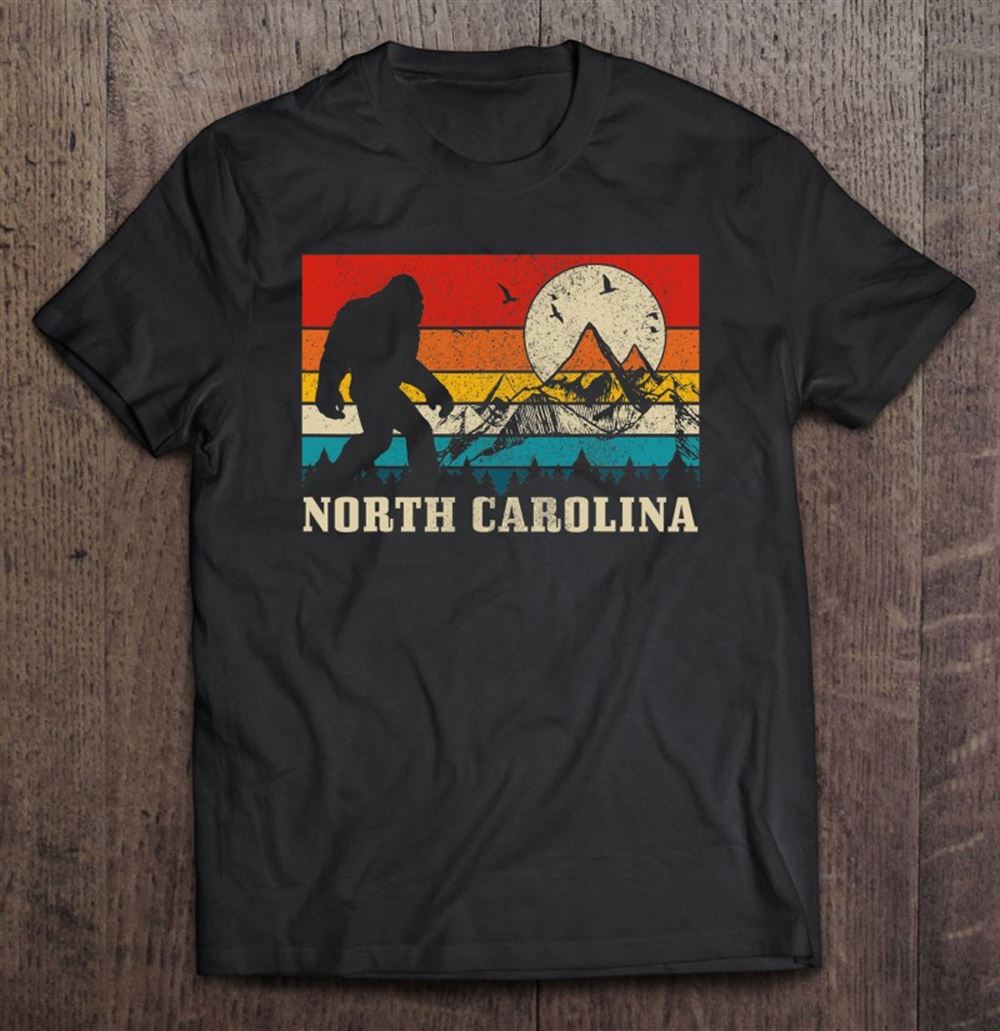 Attractive North Carolina Bigfoot Vintage Mountains Hiking Camping Gift 
