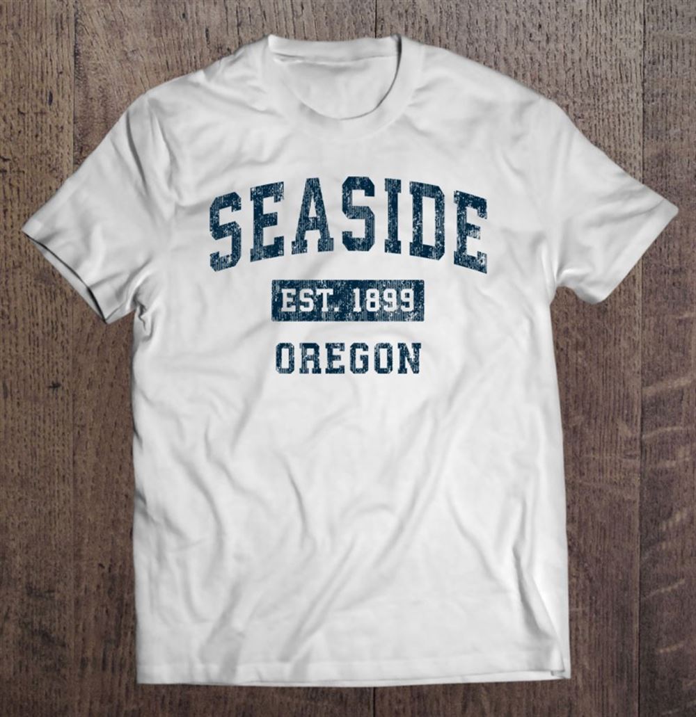 High Quality Seaside Oregon Or Vintage Sports Design Navy Print Pullover 