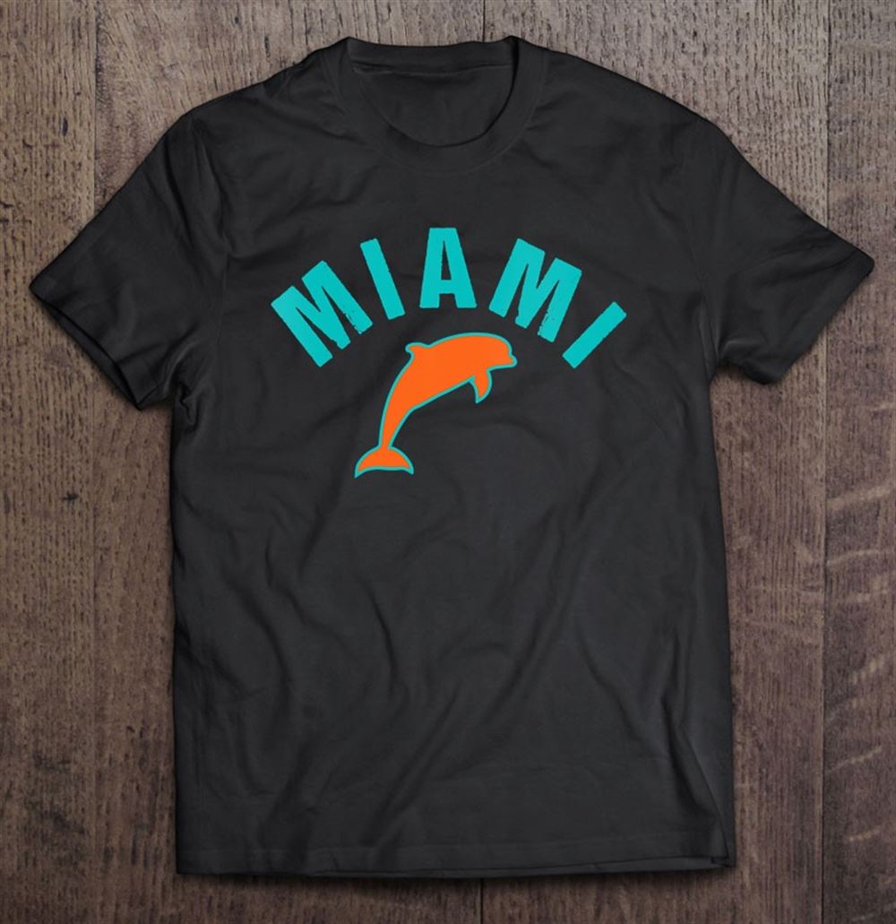 High Quality Womens Cool Miami Local Standard Mia Retro Dolphin Miami Fl Classic V-neck 