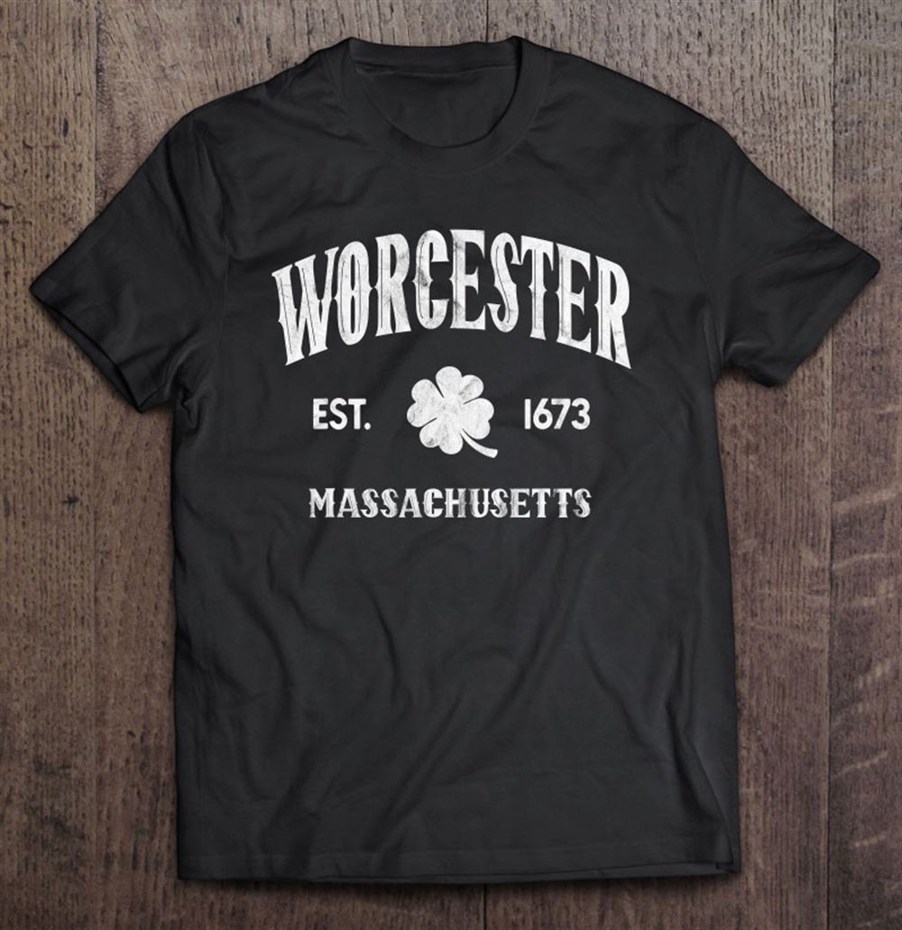 Happy Worcester Massachusetts Varsity Vintage Shamrock St Patrick 
