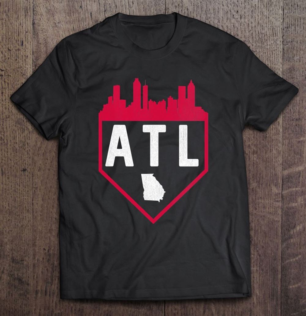 Happy Atlanta Baseball Home Plate Vintage Atl Skyline 