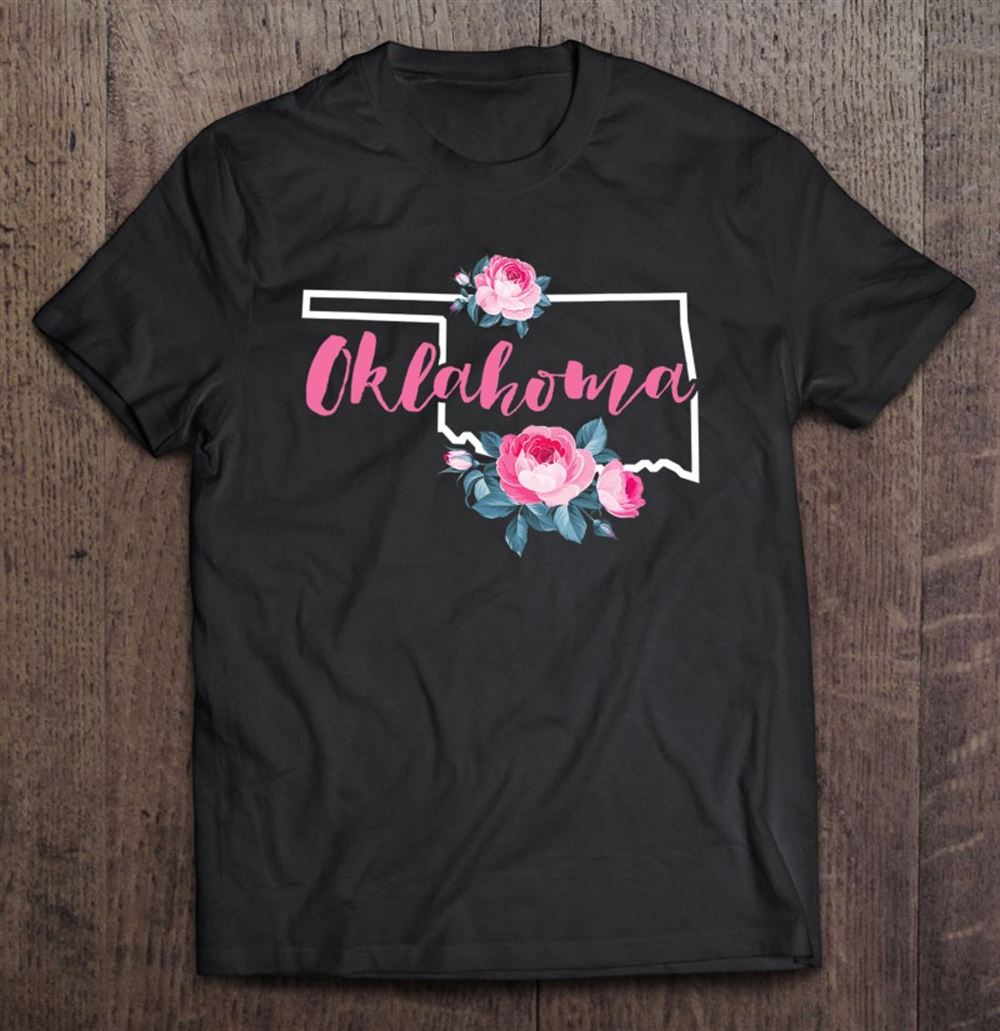 Best Floral Oklahoma Vintage Rose Pink Flower Us Map Home State 