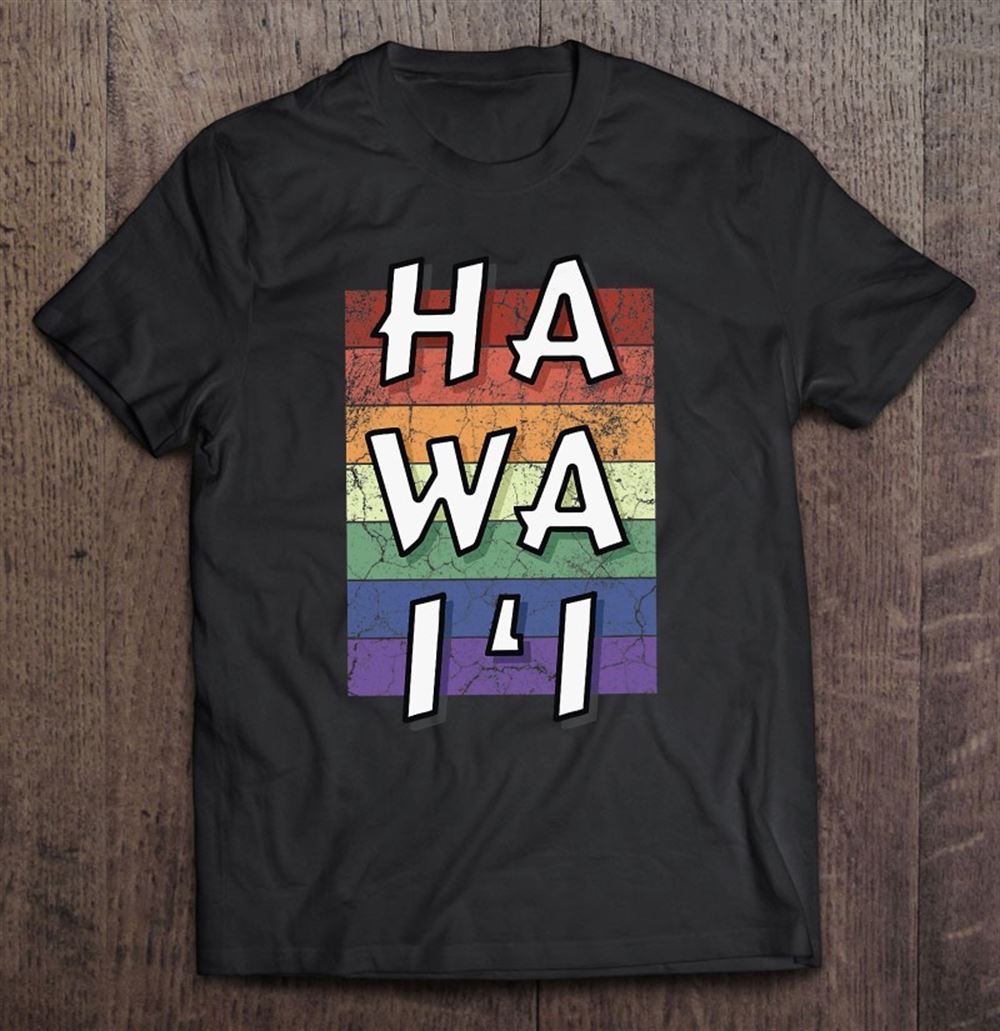 Amazing Hawaii Rainbow Stacked Letters Retro Vintage Style Design 