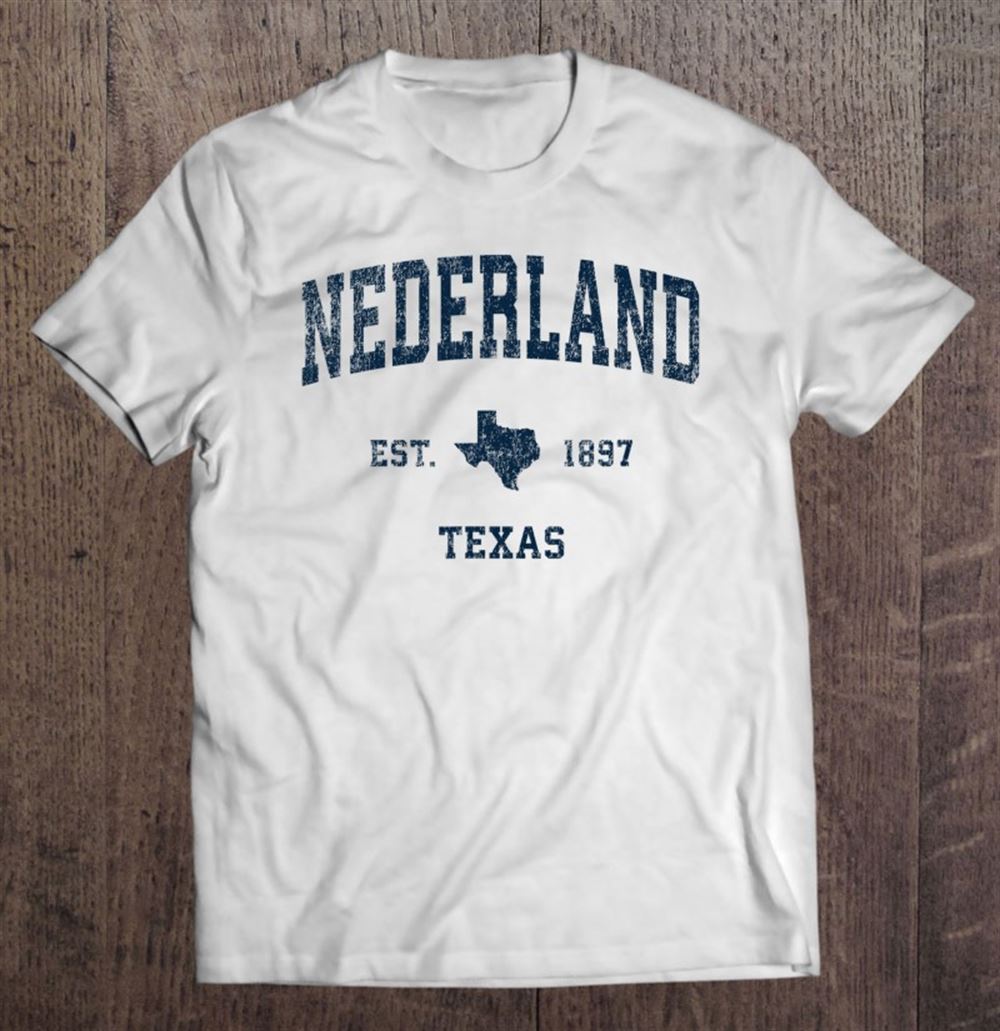 Happy Nederland Texas Tx Vintage Sports Design Navy Print 