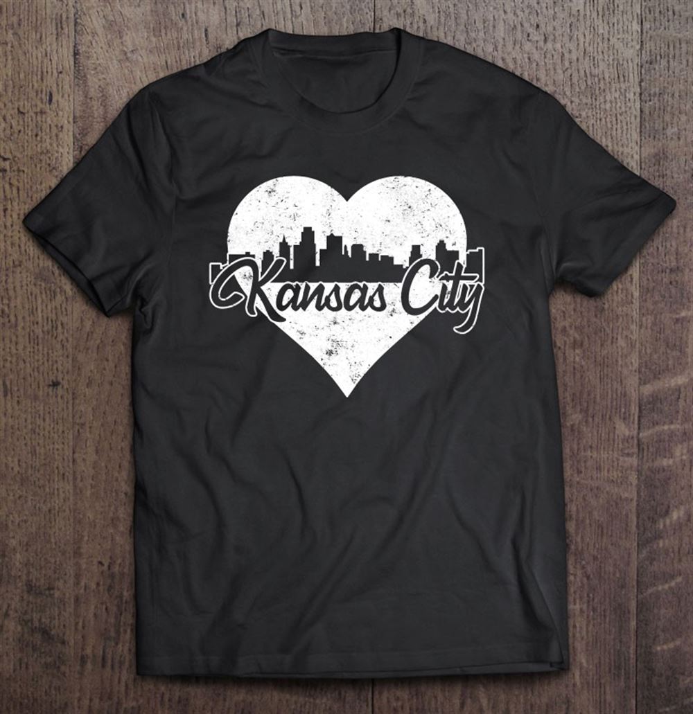 Happy Retro Kansas City Kansas Skyline Heart Distressed 