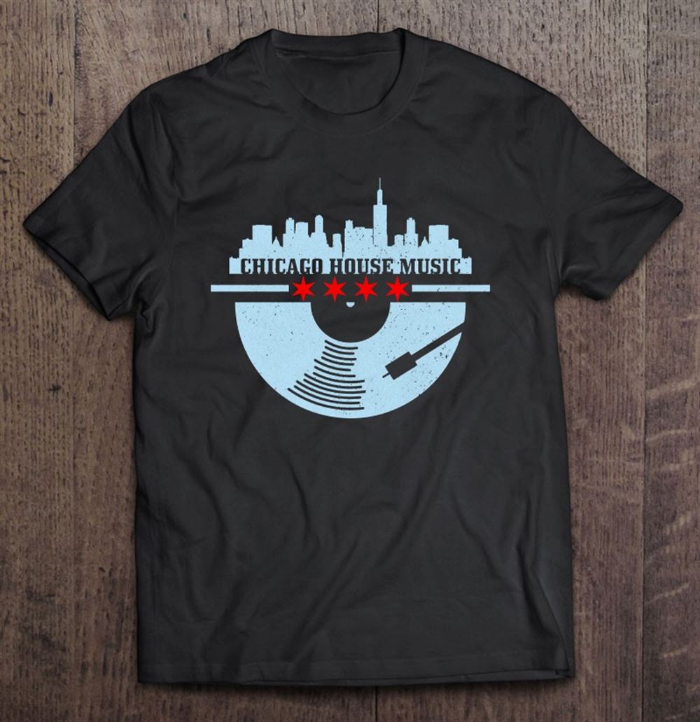 Awesome Chicago House Music Vintage Vinyl Dj Dj Raver Flag Skyline Gift 