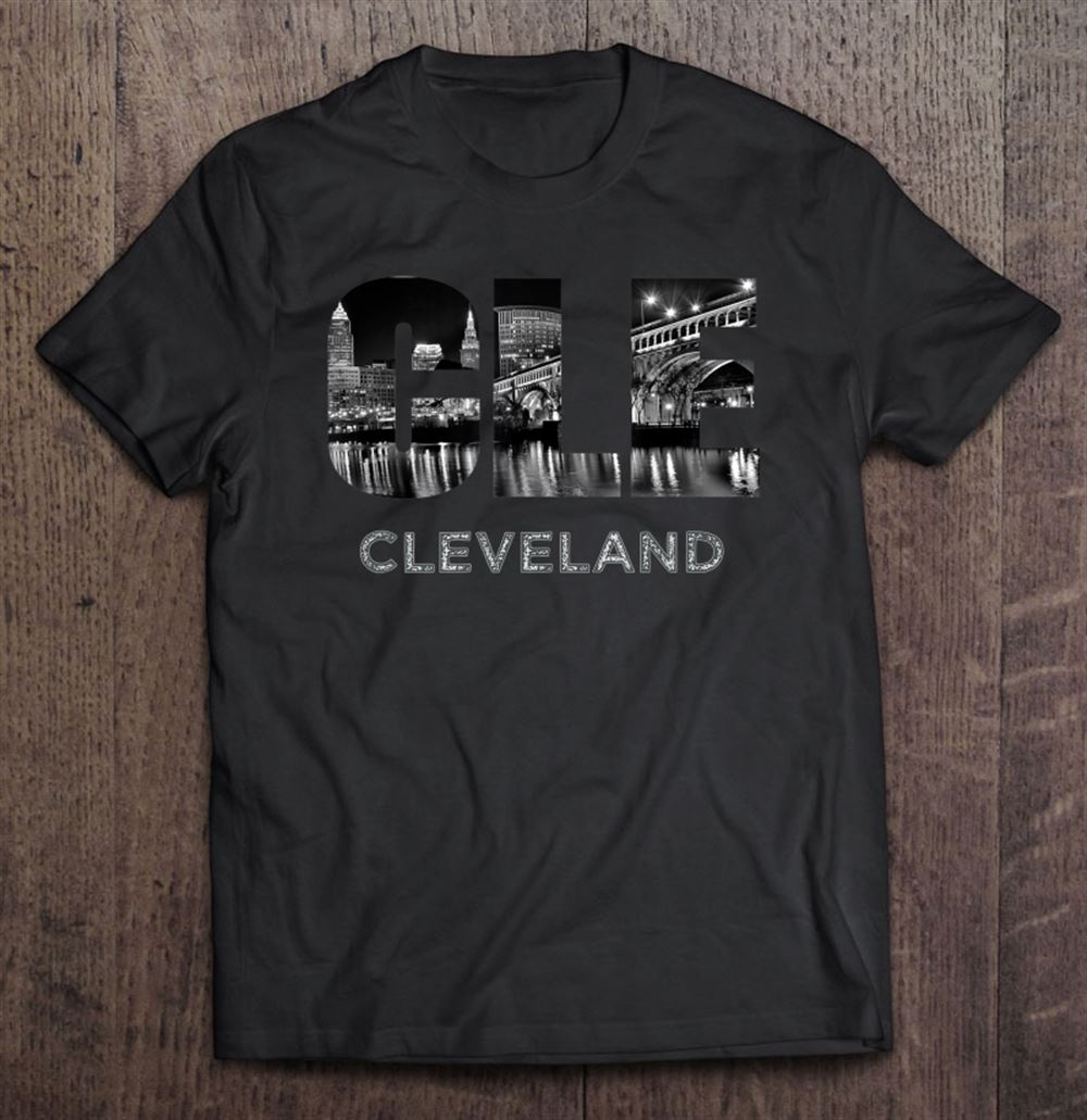 Happy Cle The Land Night Downtown Cleveland Skyline Art Ohio Gifts 