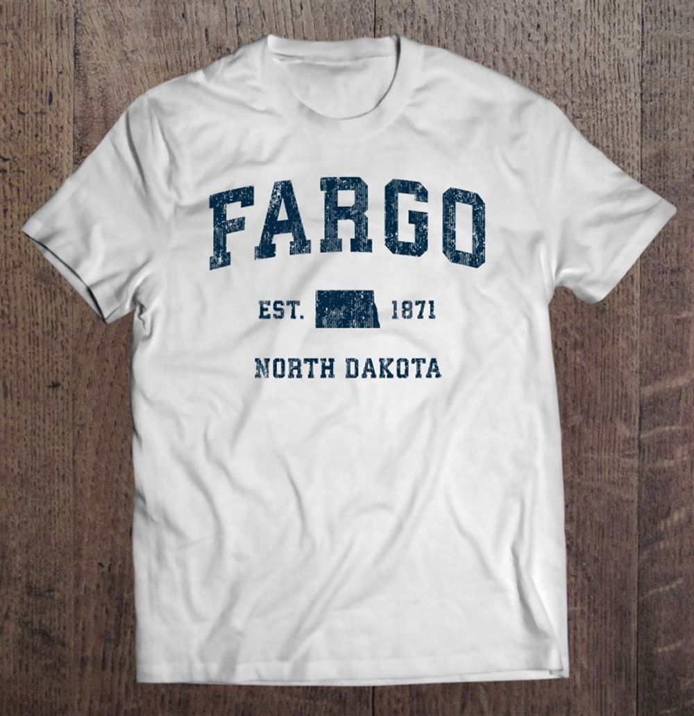 Limited Editon Fargo North Dakota Nd Vintage Sports Design Navy Print 