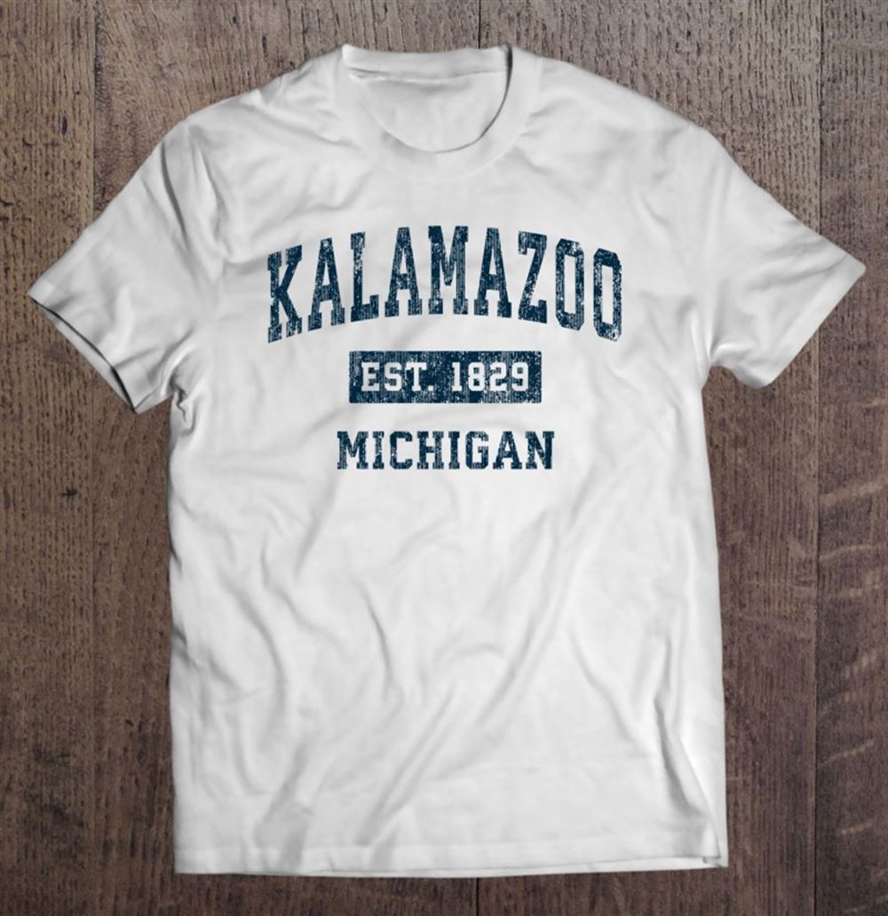 Happy Kalamazoo Michigan Mi Vintage Sports Design Navy Print 