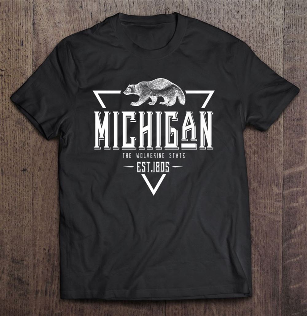 Awesome Michigan The Wolverine State Est 1805 Stylish Art Mi Pride Premium 
