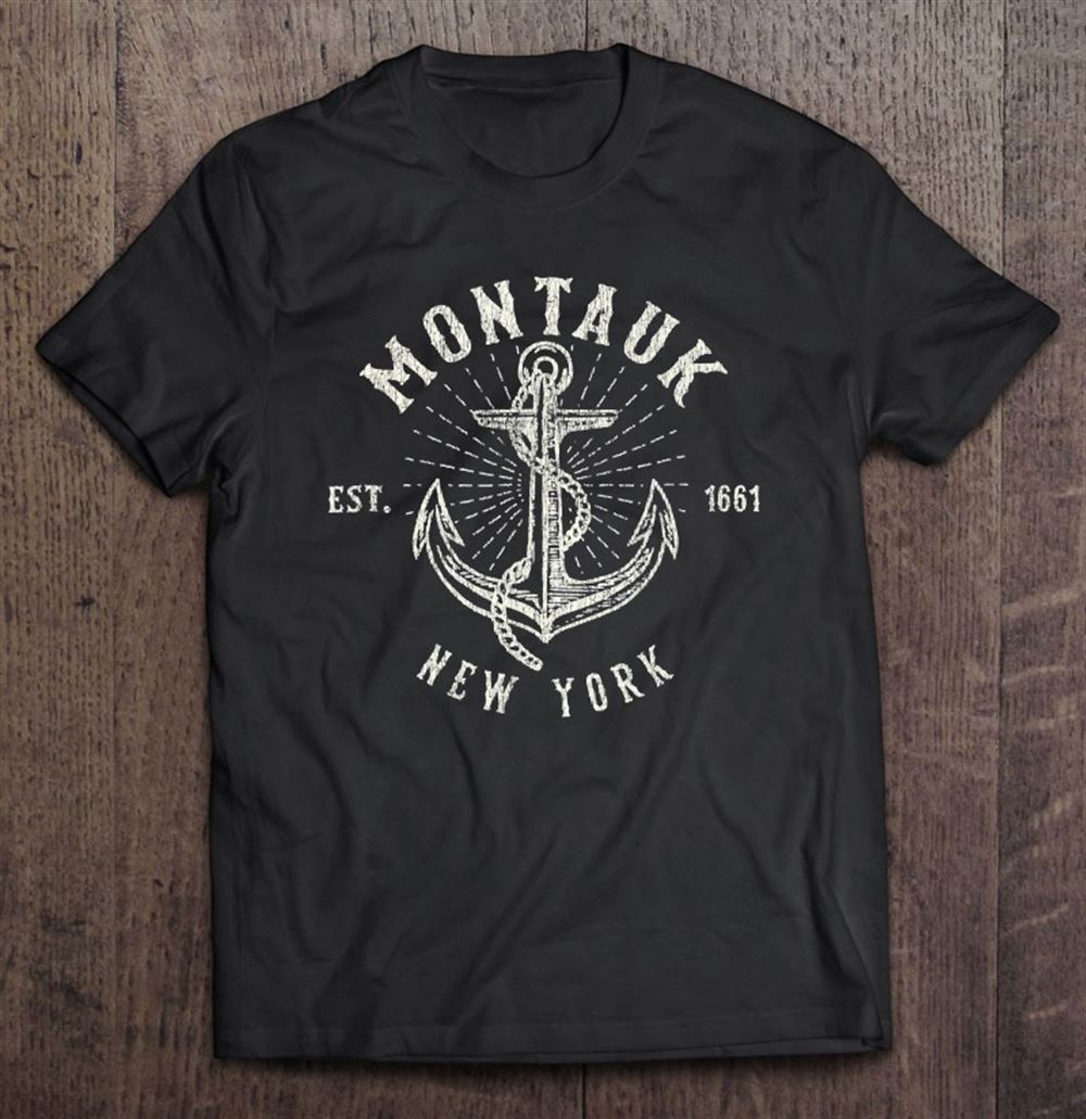 Montauk New York NY Long Sleeve T-Shirt Nautical Boating Design