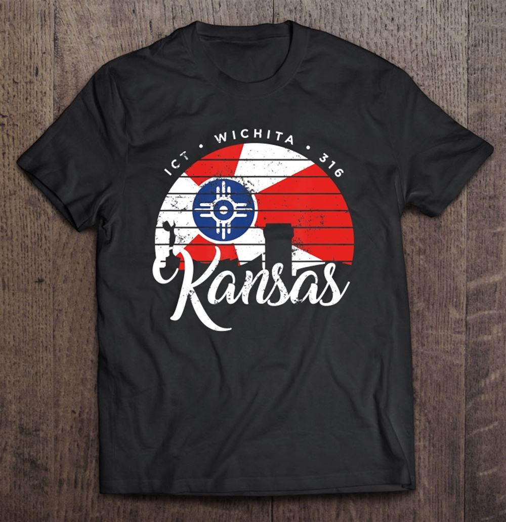 Amazing Sunset Wichita Kansas Flag Shirt Ict 316 Area Code 