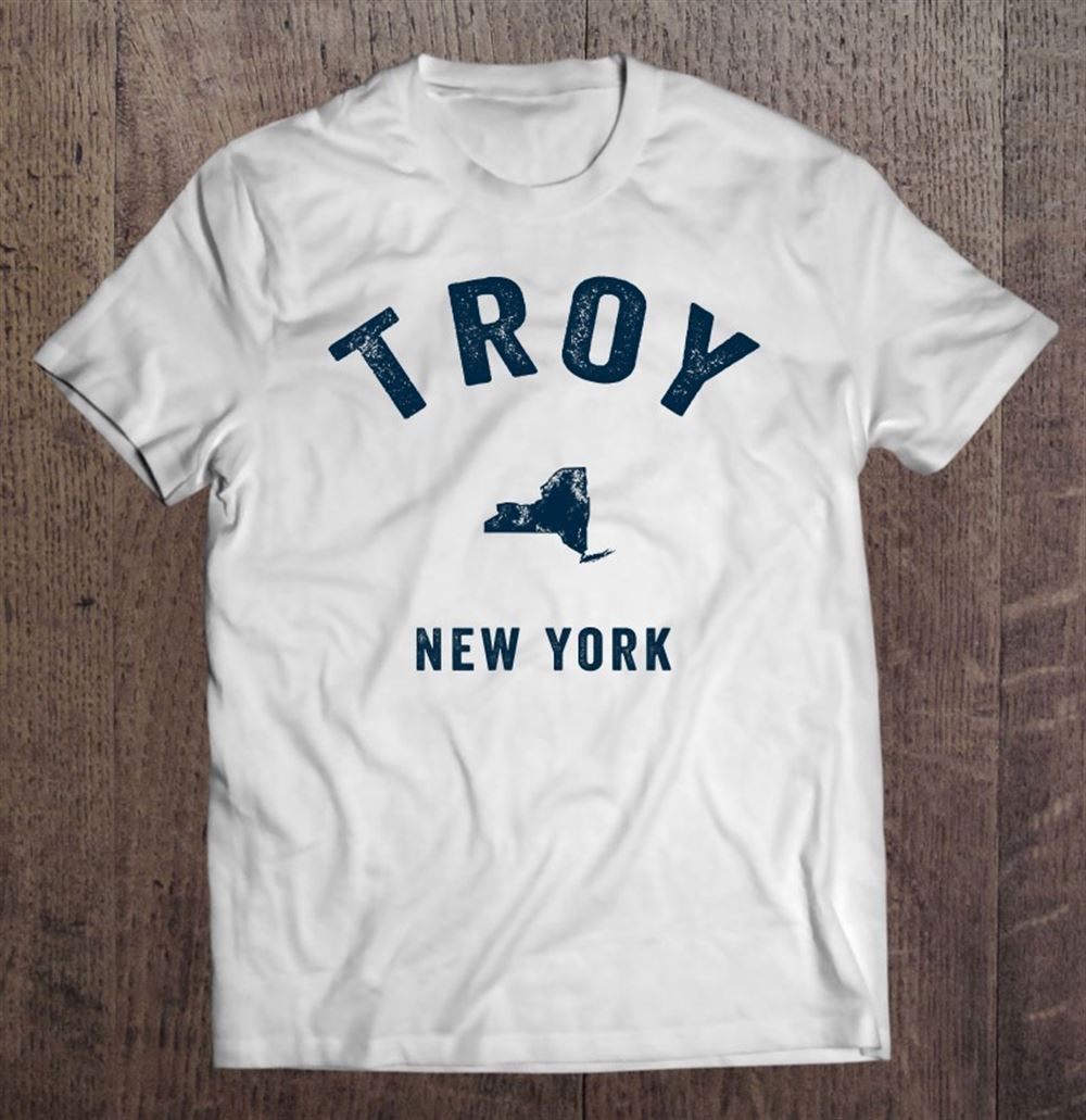 Gifts Troy New York Ny Vintage 70s Sports Design Navy Print 