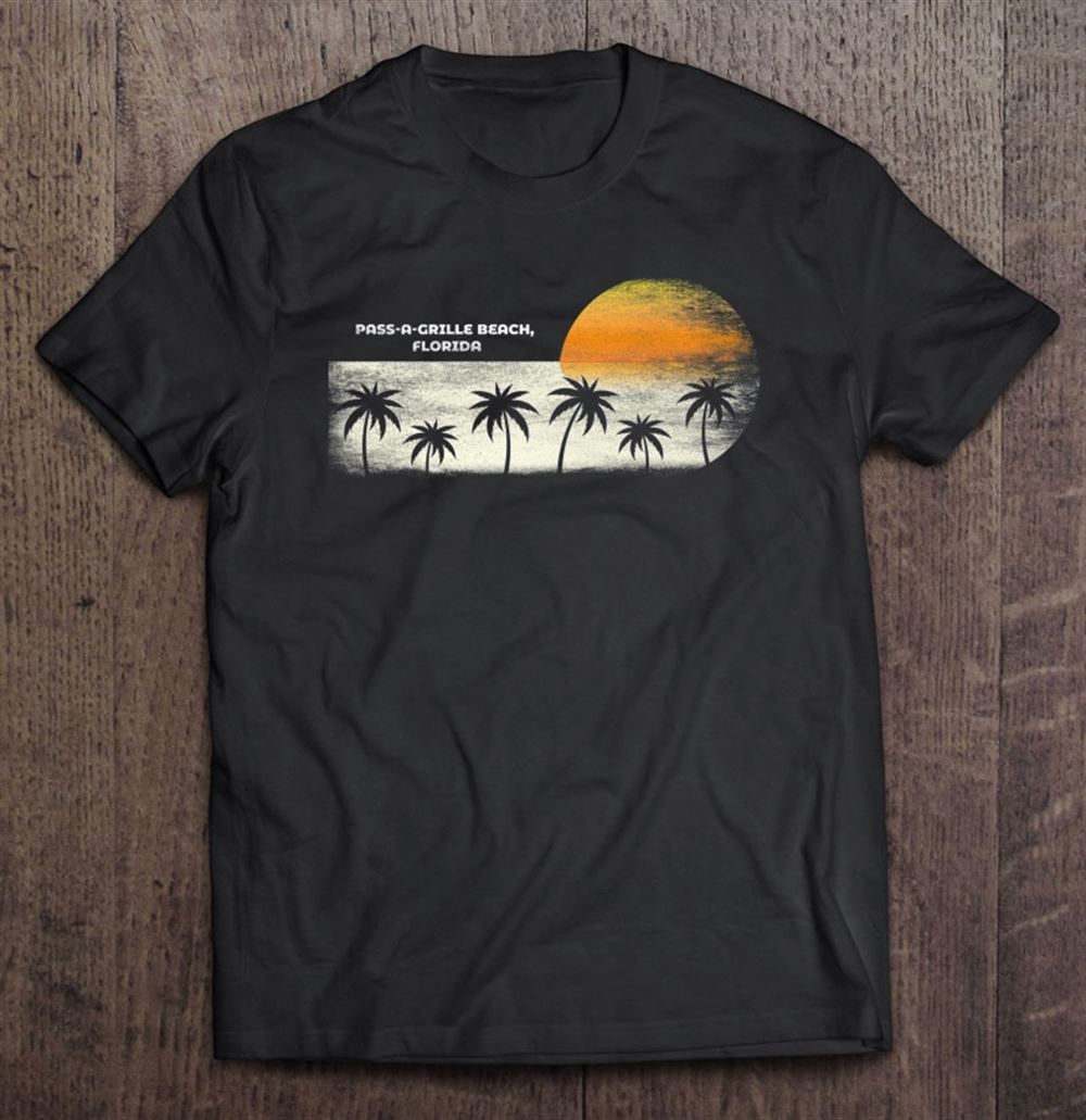 Gifts Vintage Pass-a-grille Beach Fl Ocean Sunset And Palm Trees Premium 