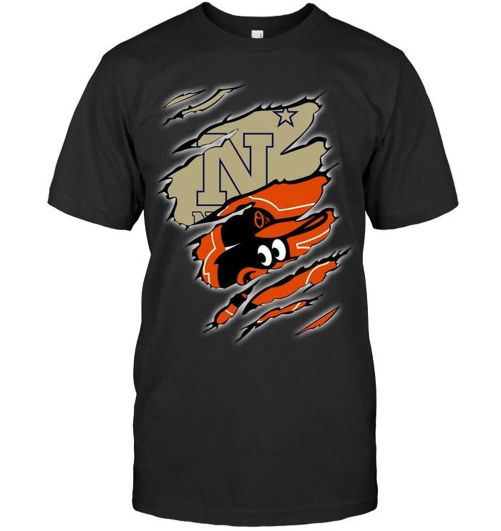 Best Mlb Baltimore Orioles Navy Midshipmen And Baltimore Orioles Layer Under Ripped Shirt 