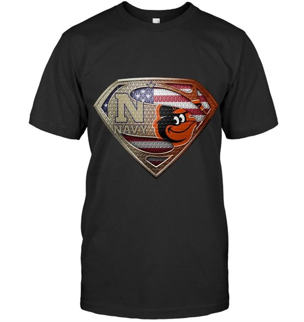 Limited Editon Mlb Baltimore Orioles Navy Midshipmen And Baltimore Orioles Superman American Flag Layer Simpson Shirt 