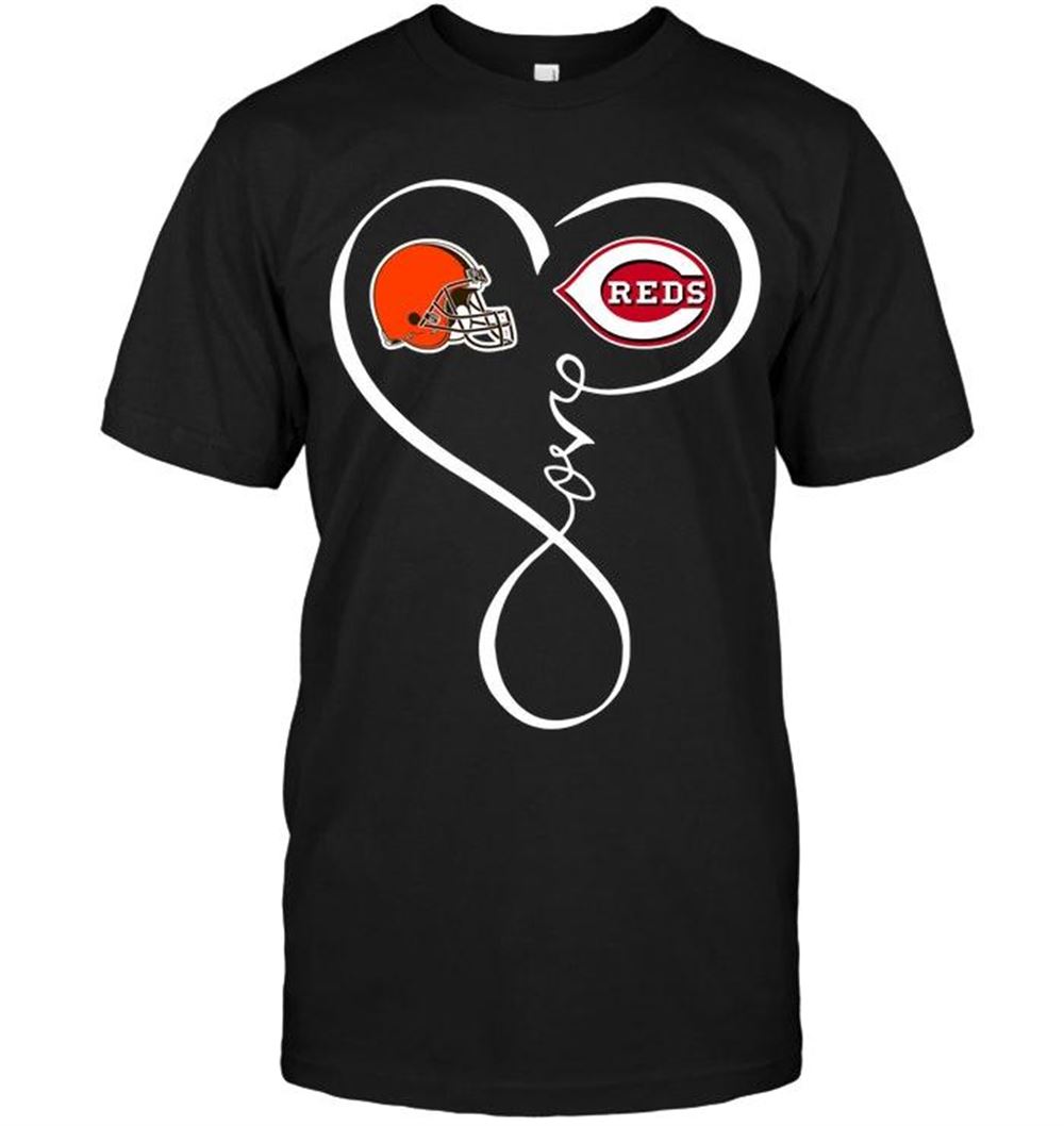 Great Mlb Cincinnati Reds Cleveland Browns Cincinnati Reds Love Heart Shirt 