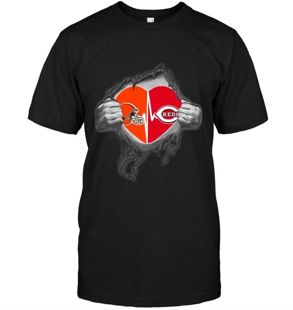 Gifts Mlb Cincinnati Reds Cleveland Browns Cincinnati Reds Love Heartbeat Ripped Shirt 