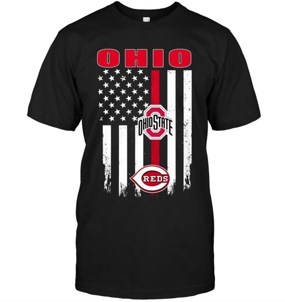 Attractive Mlb Cincinnati Reds Ohio Ohio State Buckeyes Cincinnati Reds American Flag Shirt 