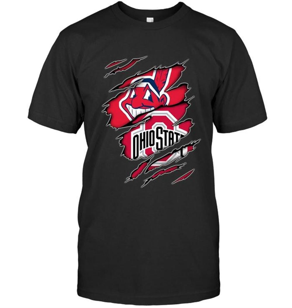 Happy Mlb Cleveland Indians And Ohio State Buckeyes Layer Under Ripped Shirt 