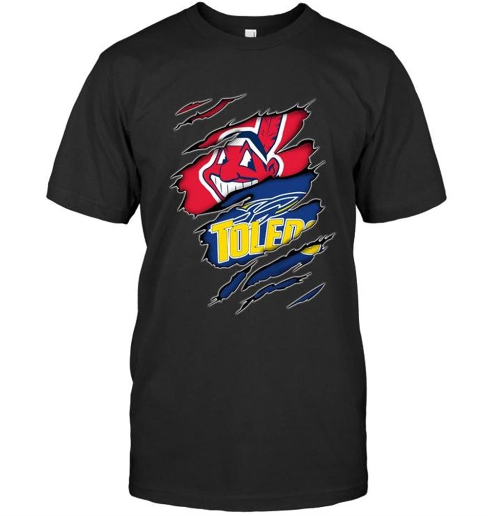 Limited Editon Mlb Cleveland Indians And Toledo Rockets Layer Under Ripped Shirt 