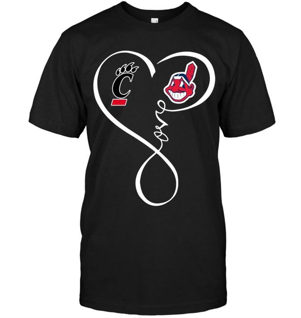 Attractive Mlb Cleveland Indians Cincinnati Bearcats Cleveland Indians Love Heart Shirt 