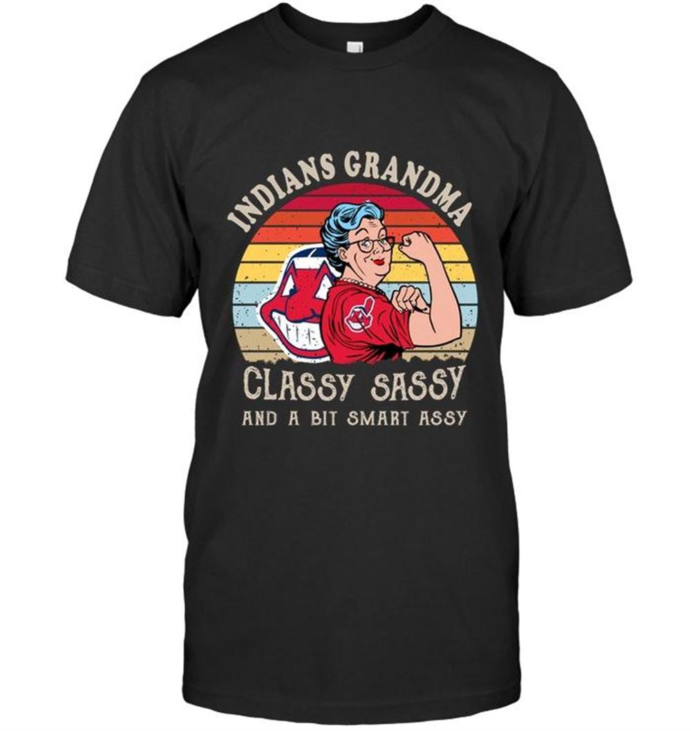 Amazing Mlb Cleveland Indians Strong Grandma Classy Sassy And A Bit Smart Asy Retro Art T Shirt 