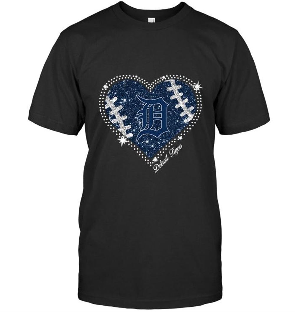 Happy Mlb Detroit Tigers Heart Glitter Pattern Fan Shirt 