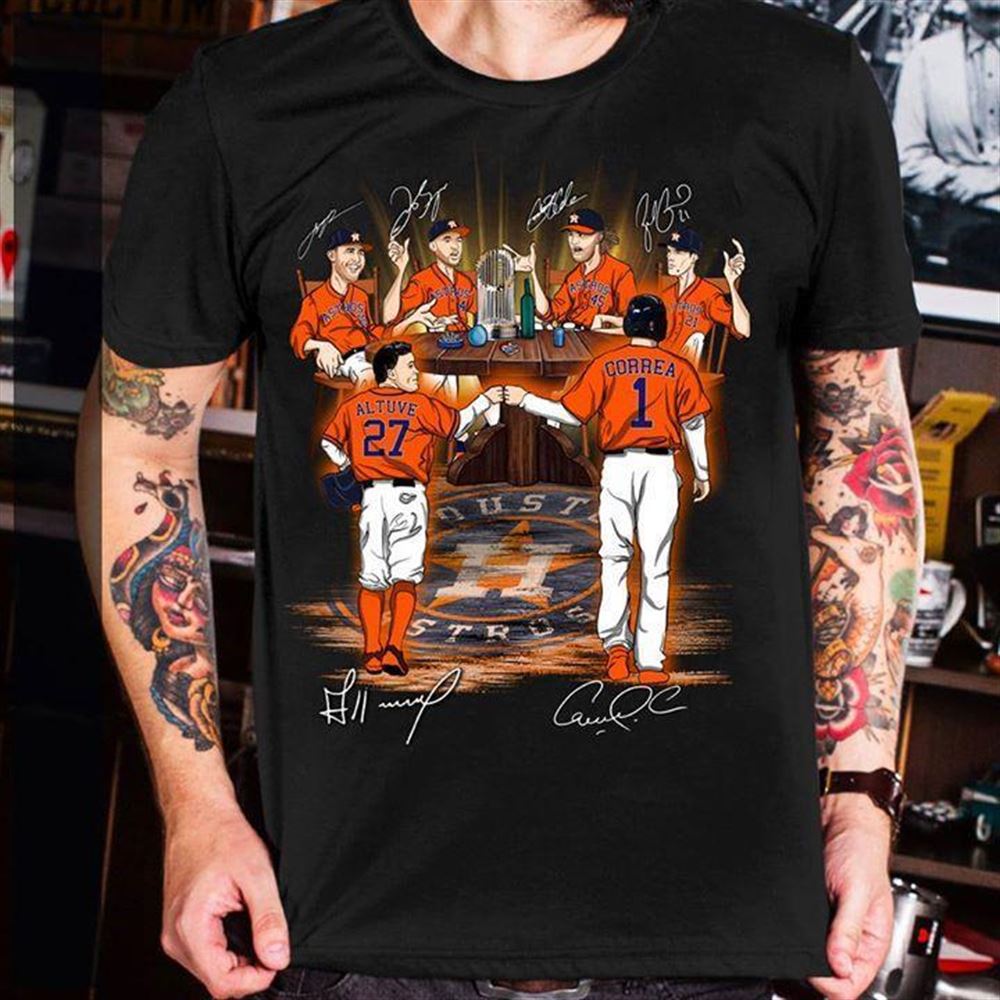 Attractive Mlb Houston Astros Celebrate Champions Trophy For Astros Fan T Shirt 