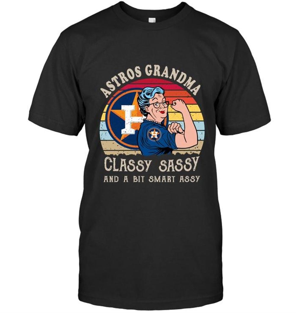 Attractive Mlb Houston Astros Strong Grandma Classy Sassy And A Bit Smart Asy Retro Art T Shirt 