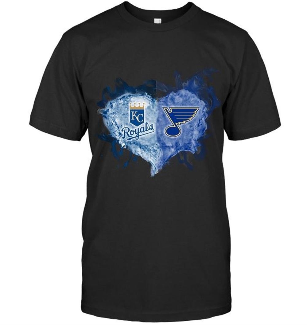 Gifts Mlb Kansas City Royals And St Louis Blues Flaming Heart Fan T Shirt 