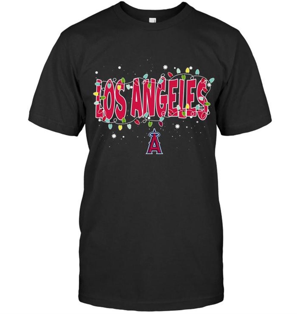 Amazing Mlb Los Angeles Angels Christmas Fairy Lights T Shirt 
