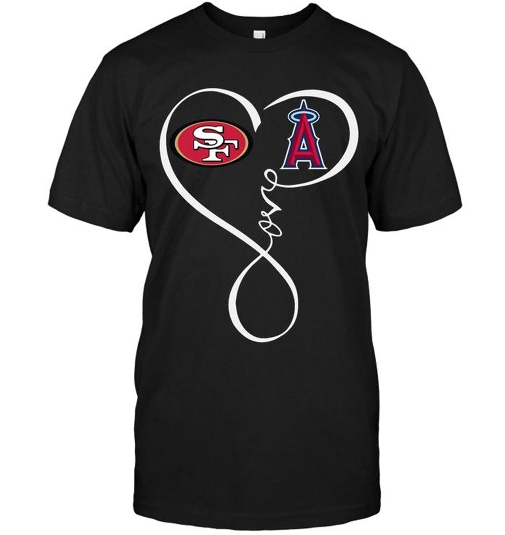 Amazing Mlb Los Angeles Angels San Francisco 49ers Los Angeles Angels Love Heart Shirt 
