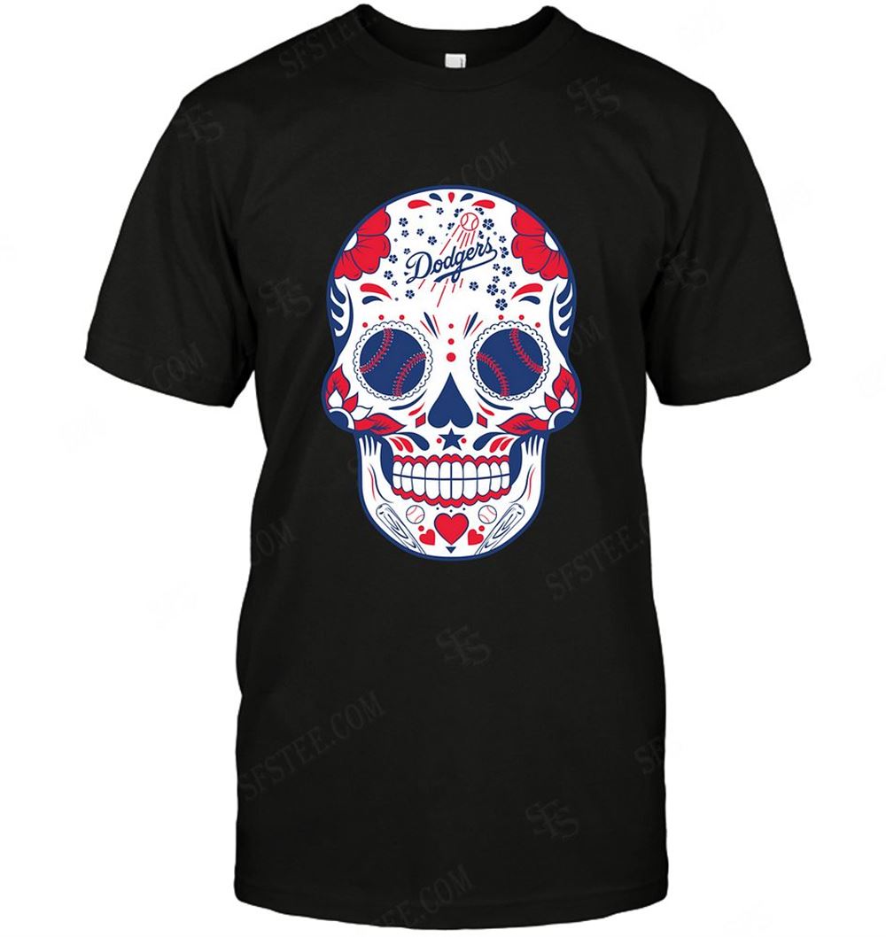 Great Mlb Los Angeles Dodgers Skull Rock With Flower 