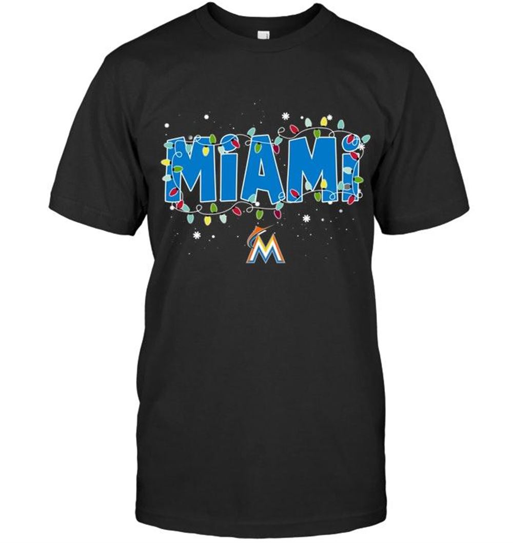 Interesting Mlb Miami Marlins Christmas Fairy Lights T Shirt 