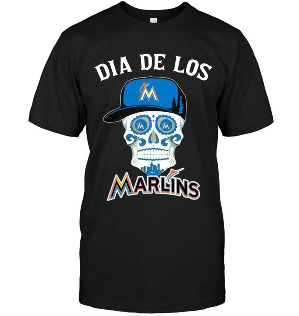 Great Mlb Miami Marlins Dia De Los Miami Marlins Sugar Skull Poco Loco Shirt 