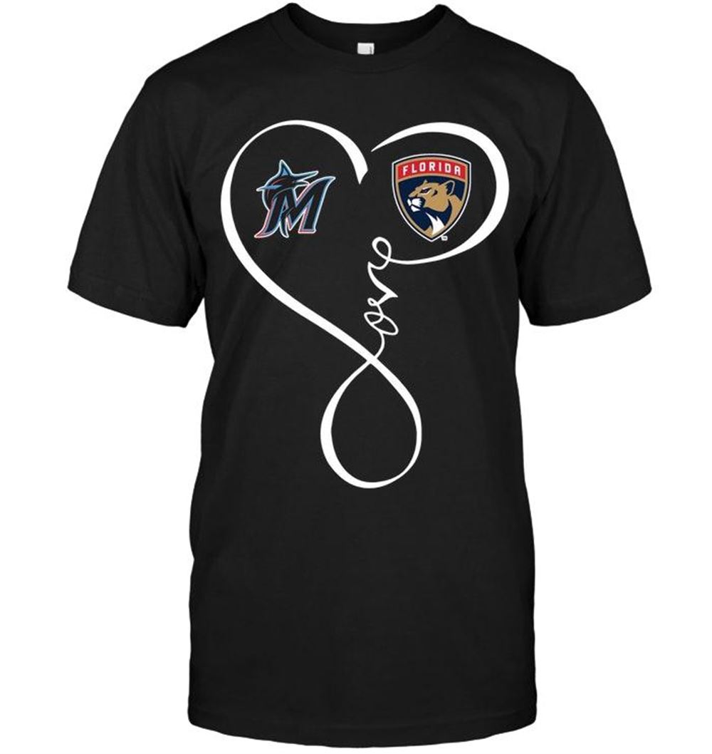 Great Mlb Miami Marlins Florida Panthers Love Heart Shirt 