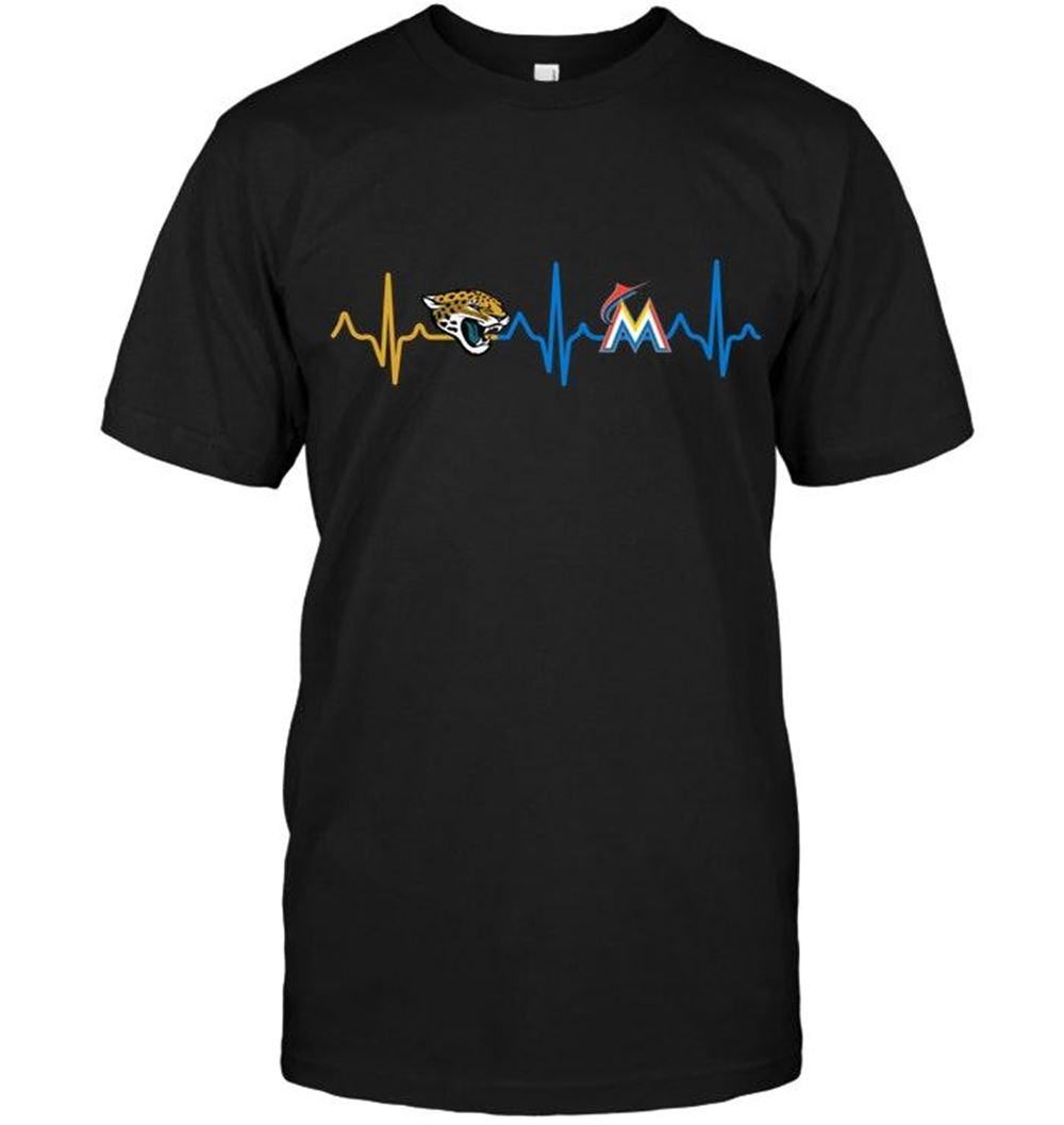 Limited Editon Mlb Miami Marlins Jacksonville Jaguars Miami Marlins Heartbeat Shirt 