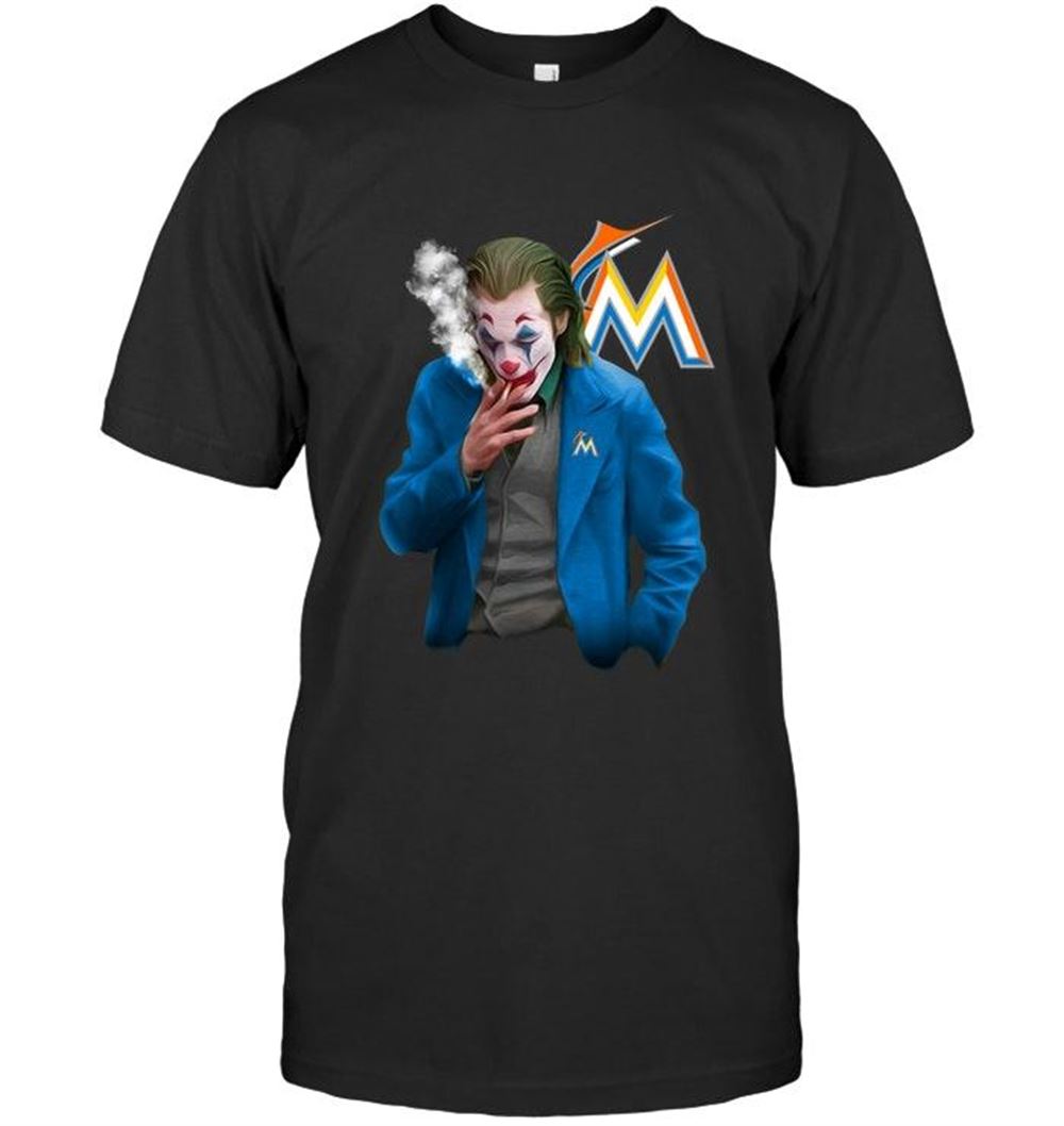 Attractive Mlb Miami Marlins Joker Joaquin Phoenix Smoking T Shirt 