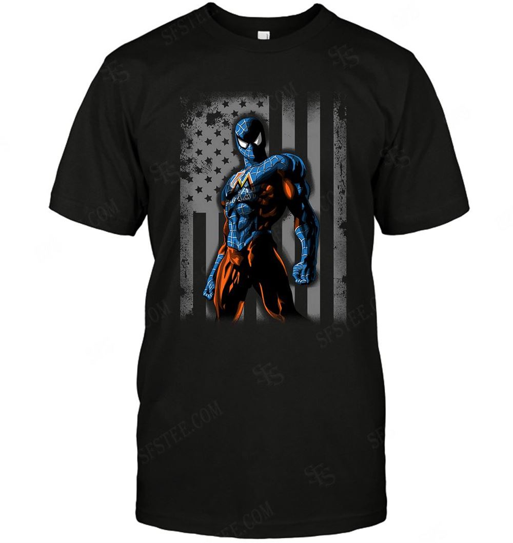 Awesome Mlb Miami Marlins Spiderman Flag Dc Marvel Jersey Superhero Avenger 