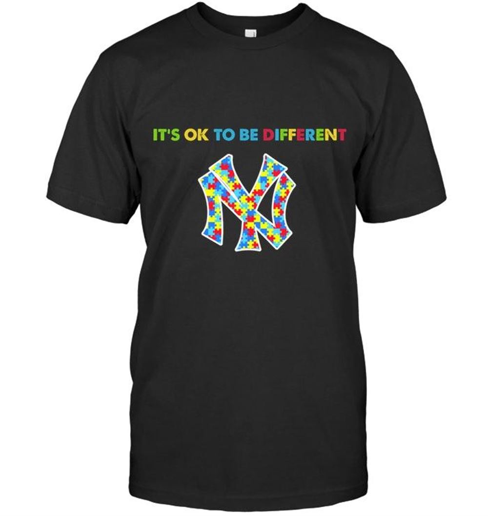 Happy Mlb New York Yankees Autism Its Okie To Be Different T Shirt 