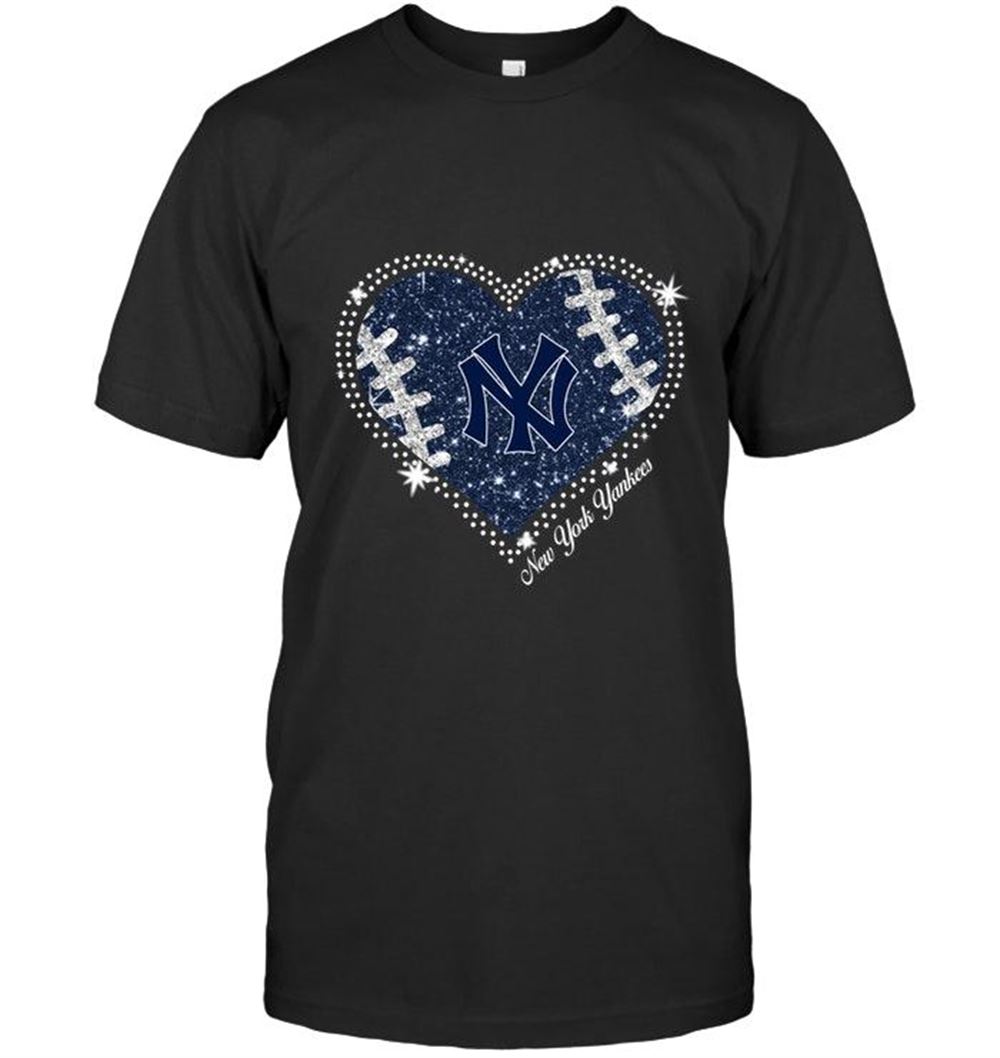 Attractive Mlb New York Yankees Heart Glitter Pattern Fan Shirt 
