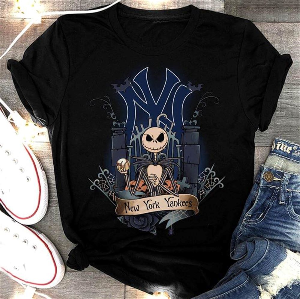 Promotions Mlb New York Yankees Jack Skellington Halloween T Shirt Hoodie Sweater Mug 