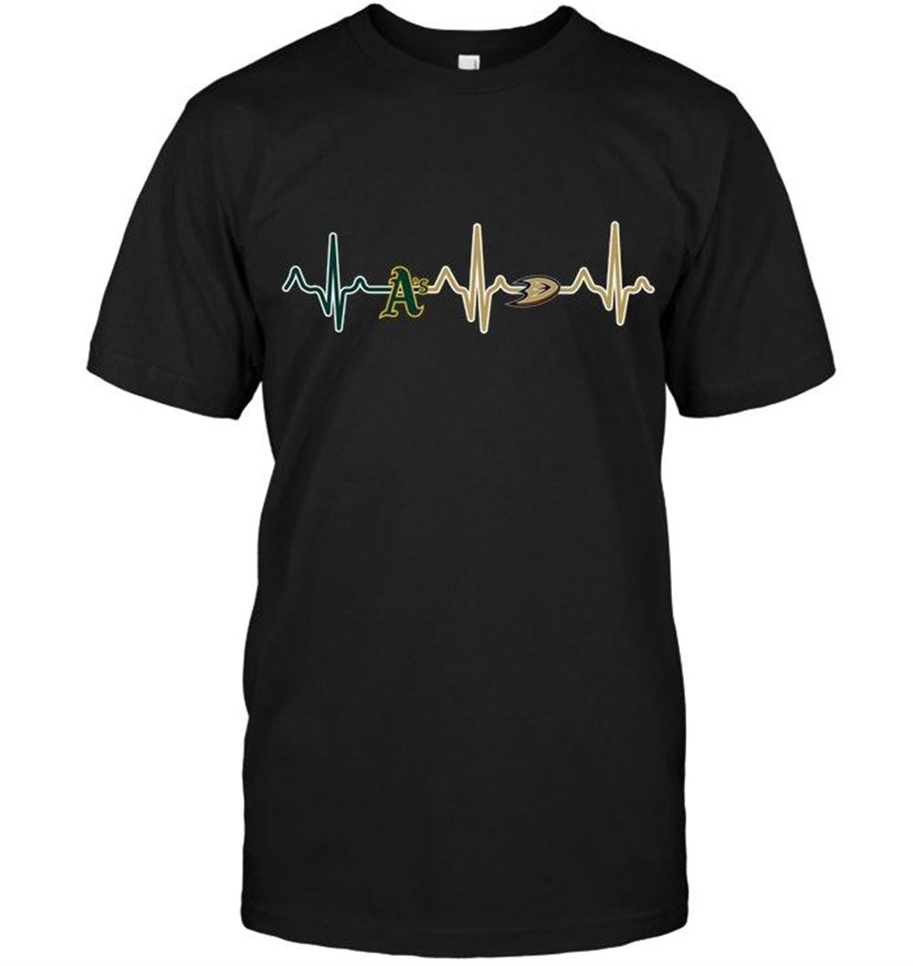 Best Mlb Oakland Athletics Anaheim Ducks Heartbeat Shirt 