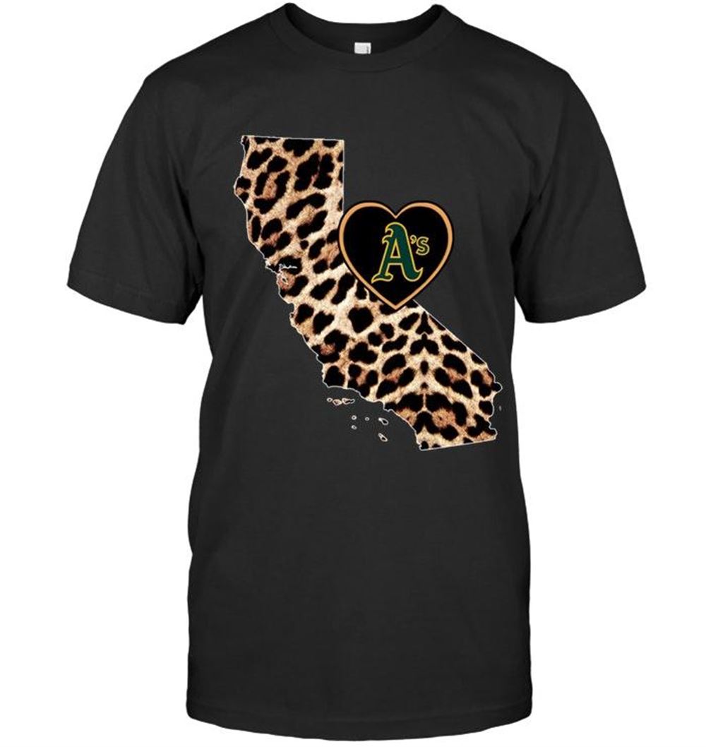 High Quality Mlb Oakland Athletics Leopard State Map Love Shirt 