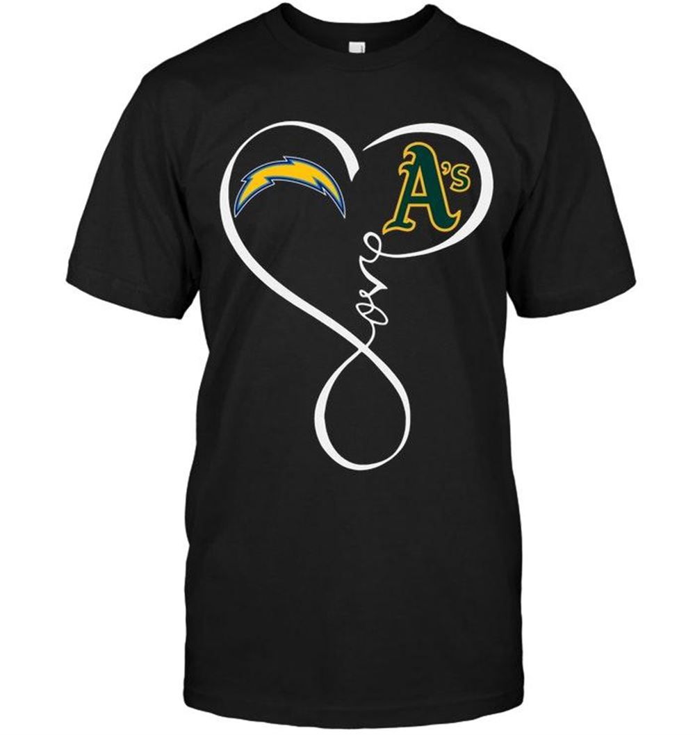 Awesome Mlb Oakland Athletics Los Angeles Chargers Oakland Athletics Love Heart Shirt 