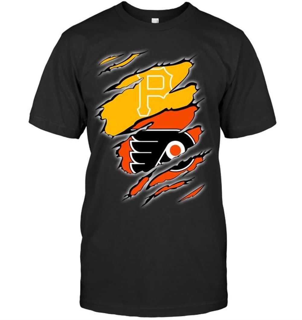 Special Mlb Pittsburgh Pirates And Philadelphia Flyers Layer Under Ripped Shirt 